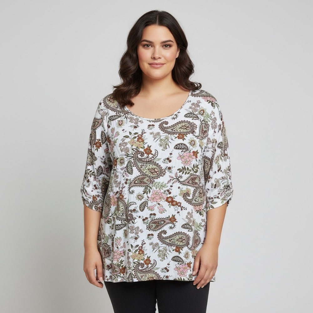 Evans Paisley Print Tunic Blouse – Size 30/32